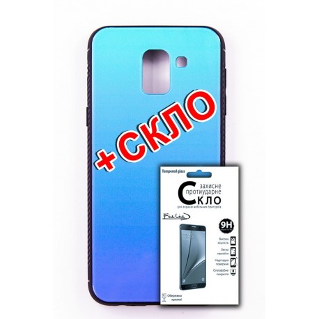 Комплект панель FINE LINE Mirror для Samsung Galaxy J6 2018 (J600) Lighting Blue+Защитное стекло для Samsung Galaxy J6 2018