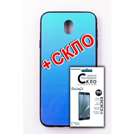 Комплект панель FINE LINE Mirror для Samsung Galaxy J7 2017 (J730) Lighting Blue+Защитное стекло для Samsung Galaxy J7 2017