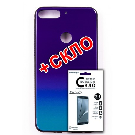 Комплект панель FINE LINE Mirror для Samsung Galaxy J7 2017 (J730) blue+Защитное стекло для Samsung Galaxy J7 2017