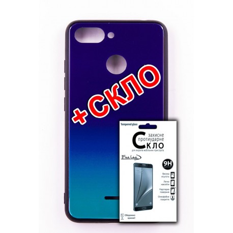 Комплект панель FINE LINE Mirror для Xiaomi Redmi 6 violet + Защитное стекло для Xiaomi Redmi 6