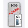 Комплект Чехол "FINE LINE" (накладка) под метал для SAMSUNG J710 (silver), Защитное стекло для SAMSUNG J710