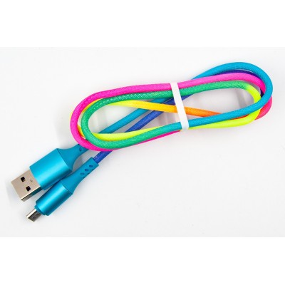 Кабель DENGOS заряда и синхронизации, Micro USB, "сетка", 1м, (rainbow) (NTK-M-SET-RAINBOW)