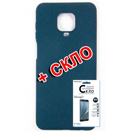 Комплект Fine Line для Xiaomi Redmi Note 9s панель + скло захисне Carbon (blue) (FL-KM-158)