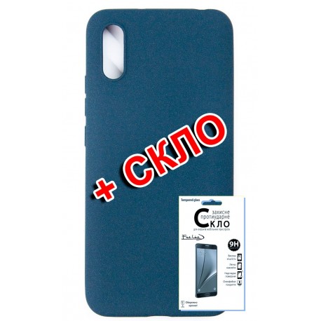 Комплект Fine Line для Xiaomi Redmi 9A панель + скло захисне Carbon (Blue) (FL-KM-164)