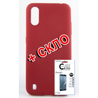 Комплект Fine Line для Samsung Galaxy M01 панель + скло захисне Carbon (Red) (FL-KM-179)
