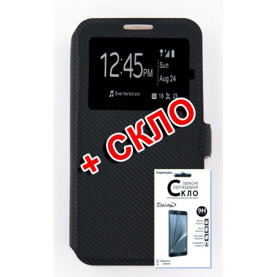 Комплект Fine Line для Vivo X50 чехол-книжка + стекло защитное (Black) (FL-KM-202)