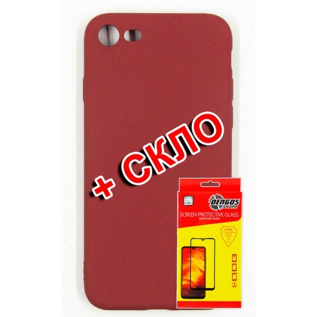 Комплект DENGOS для iPhone SE 2020 панель + скло захисне (Red) (DG-KM-208)