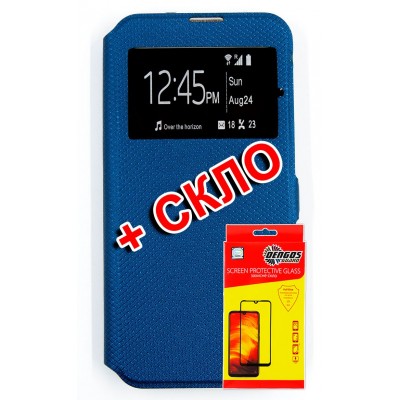 Комплект DENGOS для Huawei Y5p чехол-книжка + скло захисне (Blue) (DG-KM-200)