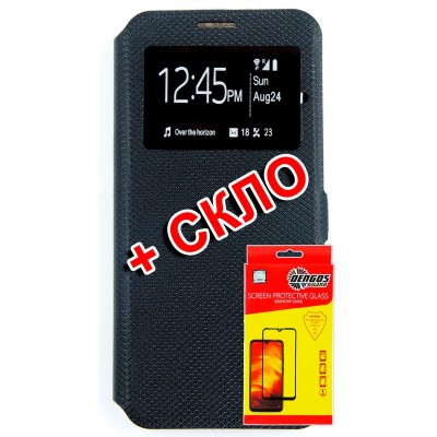 Комплект DENGOS для Samsung Galaxy A21s чехол-книжка + стекло защитное (Black) (DG-KM-201)